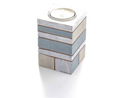 Dekoria Świecznik Marine blue&grey 9cm, 6x6x9cm