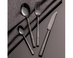 Dekoria Sztućce Luxus Black komplet dla 6 osób 24 części, 44 × 33 × 5,5 cm