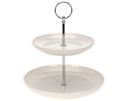 Okrągła patera na ciasta, torty, owoce - 2-poziomy, ceramiczna
