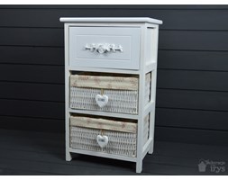 SZAFKA DREWNIANA STOLIK BIAŁY SHABBY SZUFLADY