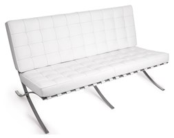 Biała Sofa dwuosobowa Skóra Naturalna Inspirowana Projektem Barcelona