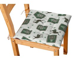 Dekoria Siedzisko Karol na krzesło, zielono-szare renifery na jasnym tle, 40 × 40 × 3,5 cm, Wyprzedaż do -50%