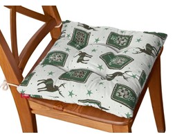 Dekoria Siedzisko Jacek na krzesło, zielono-szare renifery na jasnym tle, 38 × 38 × 8 cm, Wyprzedaż do -50%