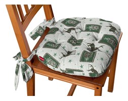 Dekoria Siedzisko Marcin na krzesło, zielono-szare renifery na jasnym tle, 40 × 37 × 8 cm, Wyprzedaż do -50%