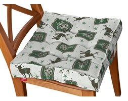 Dekoria Siedzisko Kuba na krzesło, zielono-szare renifery na jasnym tle, 40 × 40 × 6 cm, Wyprzedaż do -50%