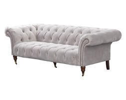 Dekoria Sofa Chesterfield Glamour Velvet Light Grey 3os., 230 × 98 × 75 cm
