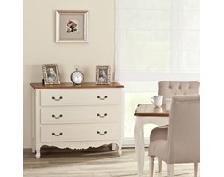 Dekoria Komoda Dorothee 3 szuflady, white&natural, 86 × 45 × 107 cm