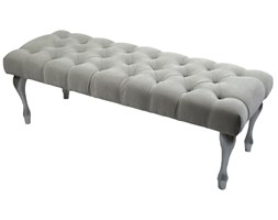 Ławeczka Pufka Pikowana Szara Avila 23 Nogi Srebrne Styl Shabby Chic Vintage 110cm