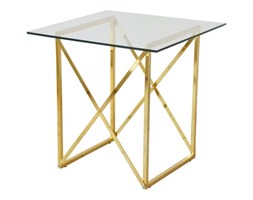 STOLIK RAMA METAL GOLD BLAT SZKLANY"CRISS CROSS"55x55CM 55X55 CM