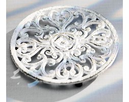 Dekoria Podstawka pod garnek Rosette white 17x17x1,6cm, 17 × 17 × 1,6 cm