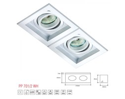 LM 701/2 WH OPRAWA HALOGENOWA LED WPUSZCZANA OCZKO REGULOWANA ALUMINIUM BIAŁY MR16 GU10 GU5,3