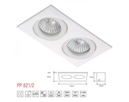LM 821/2 OPRAWA HALOGENOWA LED WPUSZCZANA OCZKO REGULOWANA ALUMINIUM BIAŁY MR16 GU10 GU5,3