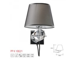 PP Design K 1062/1 GREY KINKIET LAMPA ŚCIENNA METAL CHROM ABAŻUR MATERIAŁ SZARY SZKŁO REGULOWANY E27 LED