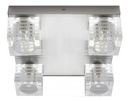 PP P Design P 1036/4 PLAFON LAMPA SUFITOWA PLAFONIERA STAL SZCZOTKOWANA SZKŁO KRYSZTAŁOWE G9 4x40W