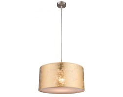 Lampa wisząca AMY Globo styl nowoczesny, nikiel, tkanina, plastik, akryl satynowy