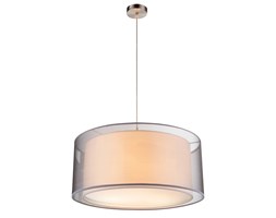 Lampa wisząca THEO Globo styl nowoczesny nikiel tkanina plastik akryl satynowy