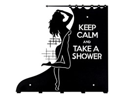 Wieszak łazienkowy na ręczniki, Keep calm and take a shower - Czarny