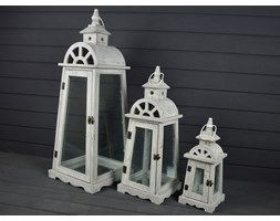 DREWNIANA LATARNIA LAMPION LAMPA SHABBY RETRO 3SZT.