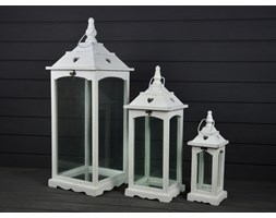 KOMPLET LATARNI DREWNIANYCH LAMPA SHABBY 3SZT