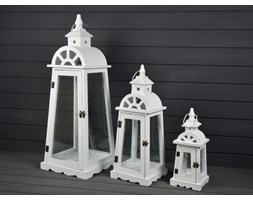 DREWNIANA LATARNIA LAMPION LAMPA SHABBY RETRO 3SZT.