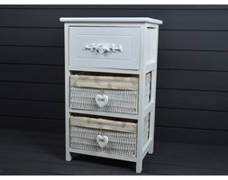 SZAFKA DREWNIANA STOLIK BIAŁY SHABBY SZUFLADY