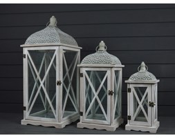 KOMPLET LATARNI DREWNIANYCH LAMPA SHABBY 3SZT