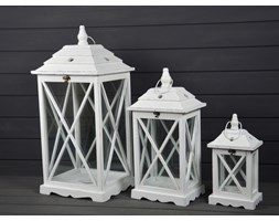 DREWNIANA LATARNIA LAMPION LAMPA SHABBY RETRO 3SZT