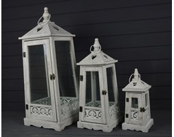 KOMPLET LATARNI DREWNIANYCH LAMPA SHABBY 3SZT