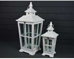 DREWNIANA LATARNIA LAMPION LAMPA SHABBY ZESTAW 2SZT
