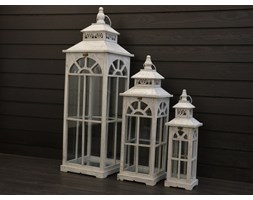 DREWNIANE LATARNIE, LAMPIONY SHABBY CHIC 3SZT