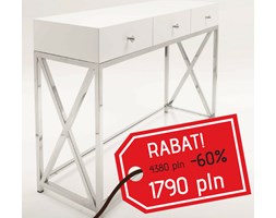 Biała Toaletka Konsola Teseo stal nierdzewna szkło
