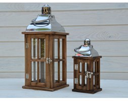 DREWNIANA LATARNIA LAMPION SHABBY COTTAGE 2SZT