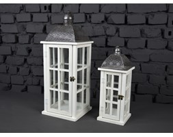 KOMPLET LATARNI DREWNIANYCH LAMPA SHABBY 2SZT