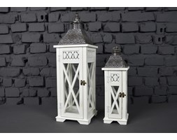 KOMPLET LATARNI DREWNIANYCH LAMPA SHABBY 2SZT