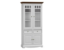 Witryna sosnowa 2d Belluno Elegante biała/orzech