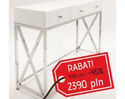 Biała Toaletka Konsola Teseo stal nierdzewna szkło