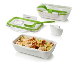 Biało-zielony pojemnik na lunch Black + Blum Bento
