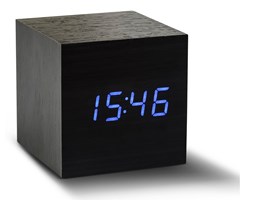 Czarny budzik z niebieskim wyświetlaczem LED Gingko Cube Click Clock