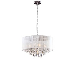 Wisząca LAMPA glamour EVO P05383WH abażurowa OPRAWA zwis ŻYRANDOL z kryształkami crystal organza biały