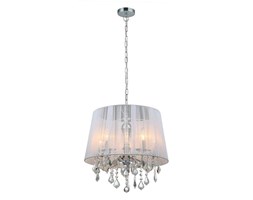 LAMPA wisząca CORNELIA MDM-2572/5 W Italux OPRAWA abażurowa ZWIS z kryształkami glamour organza mgiełka crystal biała