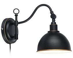 Kinkiet LAMPA ścienna EKELUND 104636 Markslojd industrialna OPRAWA retro metalowa kopuła czarna
