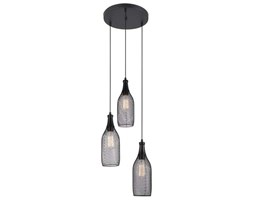 LAMPA wisząca JULIENNE MDM-2547/3 Italux druciana OPRAWA vintage metalowy ZWIS kaskada siatka drut butelki czarne