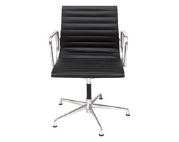 Fotel biurowy inspirowany EAMES 108 czarny, skóra + chrom