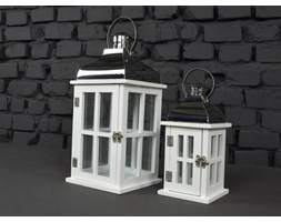 DREWNIANA LATARNIA LAMPION LAMPA SHABBY RETRO 2SZT