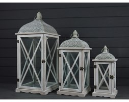 KOMPLET LATARNI DREWNIANYCH LAMPA SHABBY 3SZT