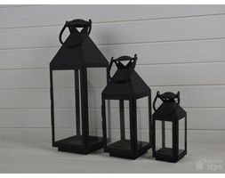 LATARNIA METALOWA ZESTAW 3SZT CZARNE RETRO