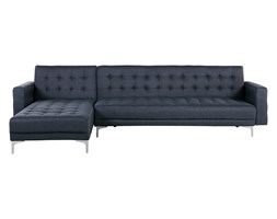 Sofa prawostronna ciemnoniebieska tapicerowana rozkładana ABERDEEN