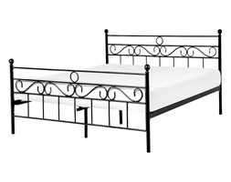 Łóżko czarne - 160x200 cm - metalowe - ze stelażem - podwójne - LEPUS