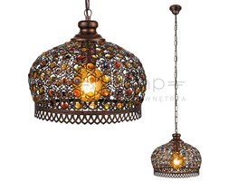 Ażurowa LAMPA wisząca JADIDA 49764 Eglo vintage OPRAWA zwis orientalny z kryształkami kopuła crystal antyczna miedź multikolor
