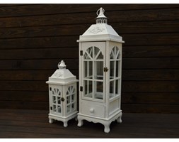 KOMPLET LATARNI DREWNIANYCH LAMPA SHABBY 2SZT
